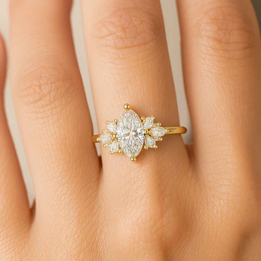 Unique Bezel Engagement Ring 10K14K18K Yellow Gold Solitaire Flush Set Diamond Ring Timeless Promise Ring
