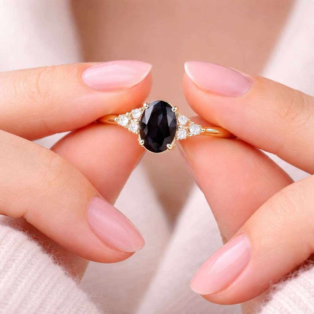 unique black stone ring