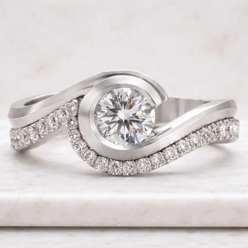 unique sea wave ring