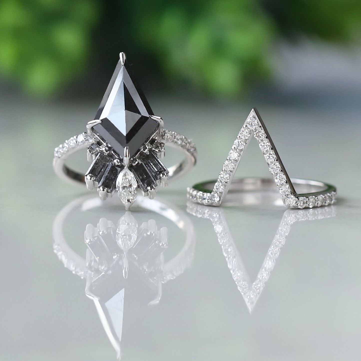 Unique V Shape Diamond Band, Wrap Wedding Band