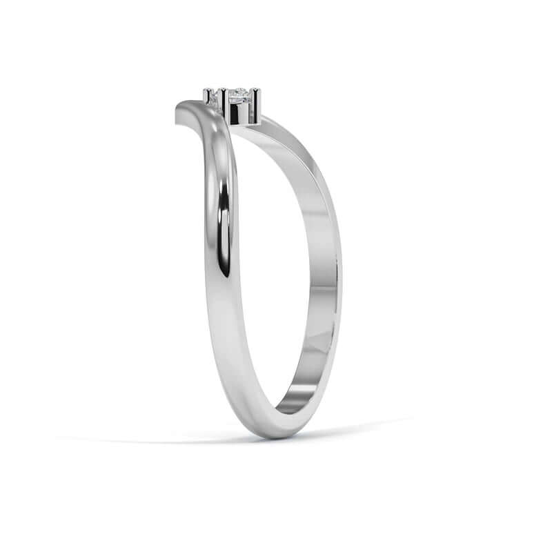 V Ring with Round Diamond