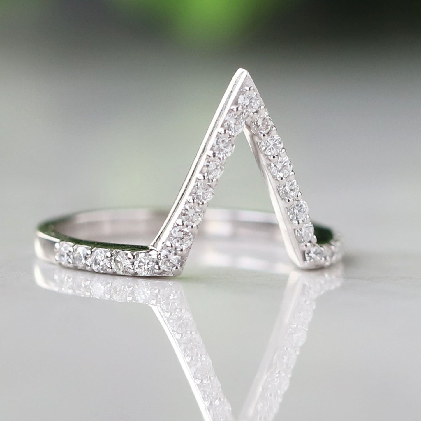 V Shape Ring, Curved Wedding Band