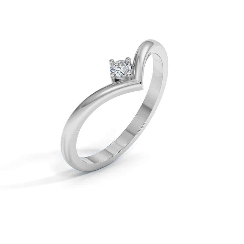 V shape ring with moissanite diamonds