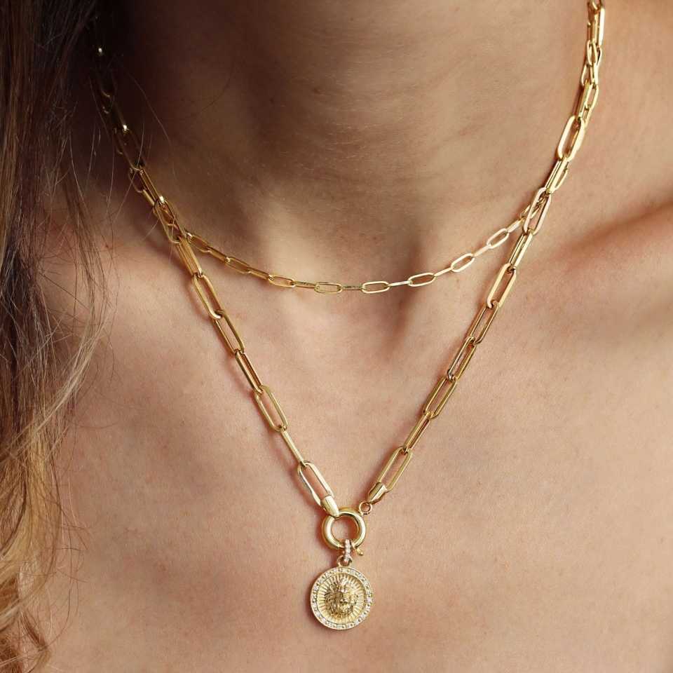 Vintage Lion Head Gold Necklace