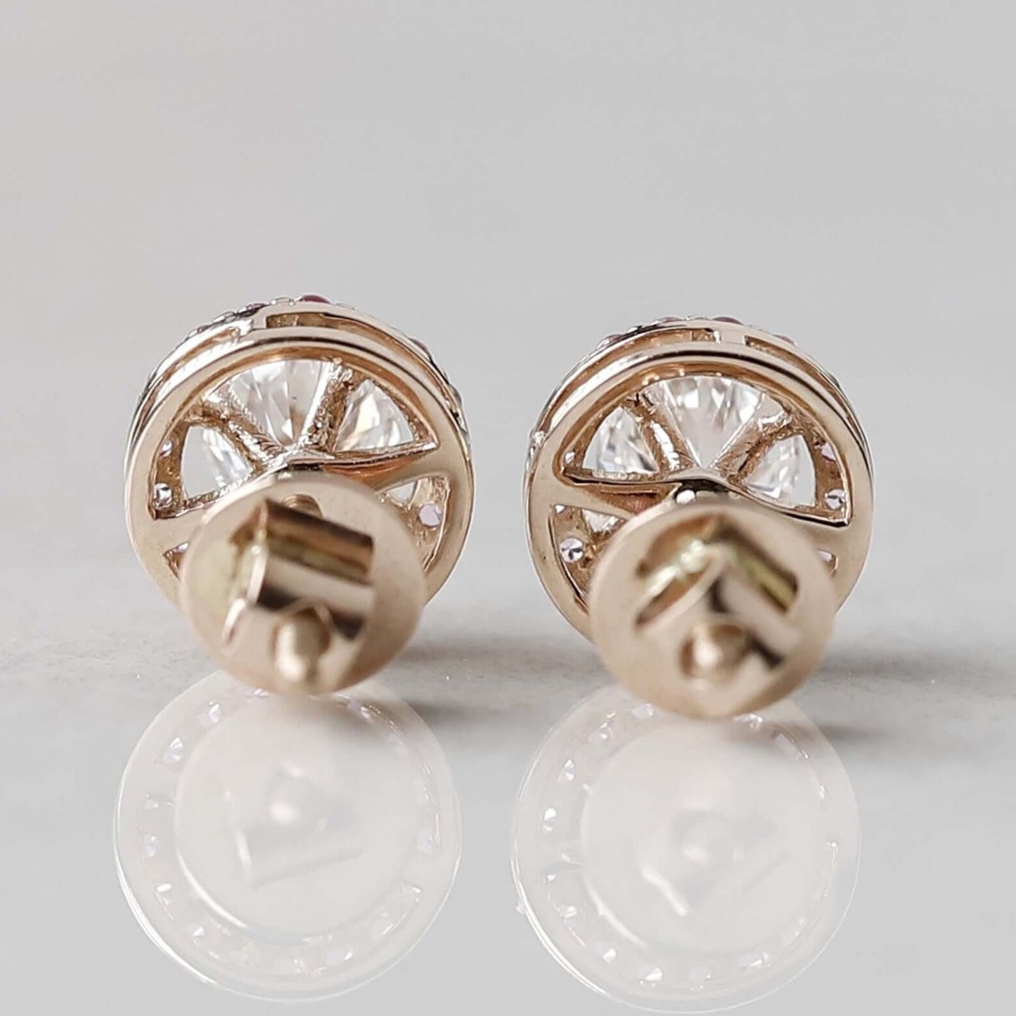 Vivid Pink Sapphire Stud Earring