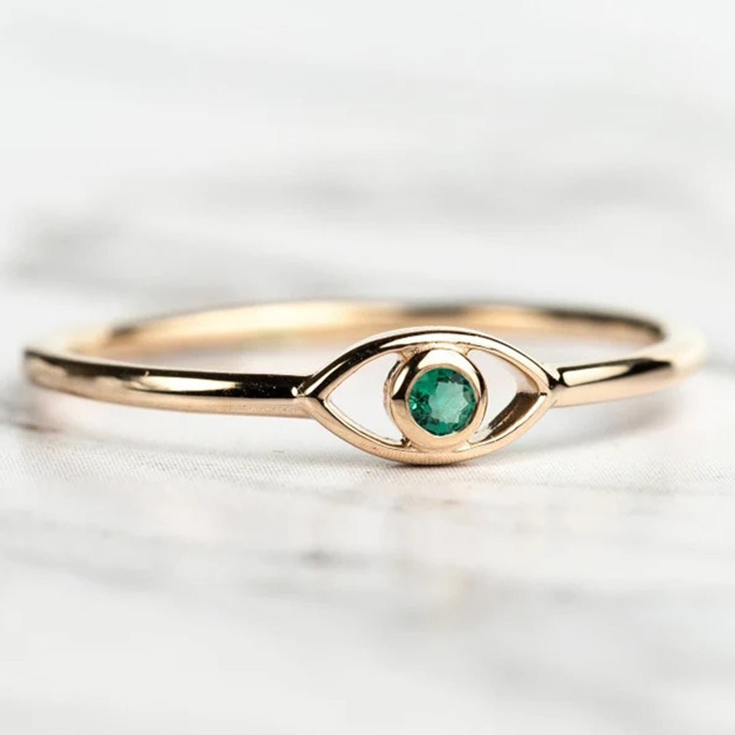 White Diamond Evil Eye Ring For Women