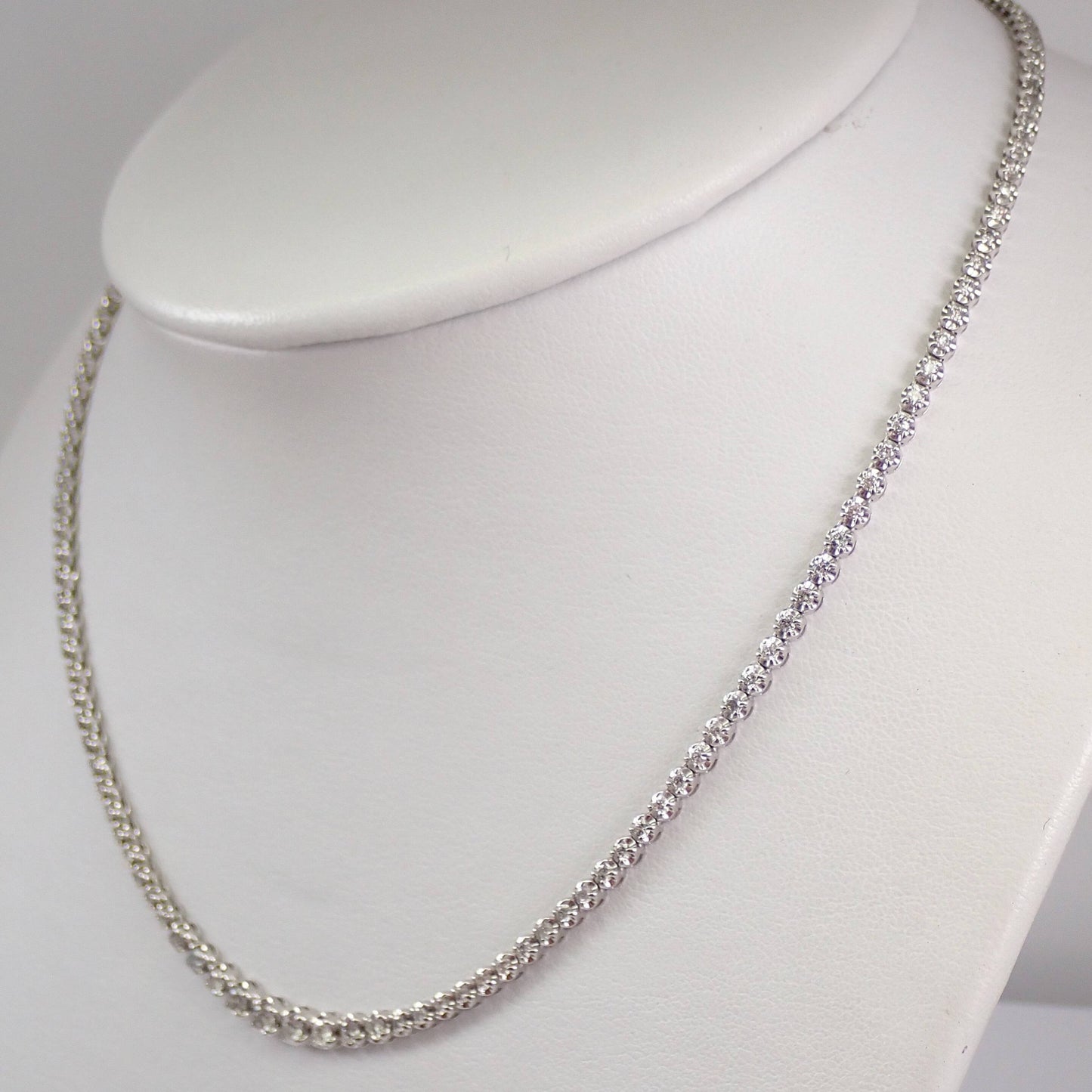 White Gold Round Cut Moissanite Diamond Tennis Necklace