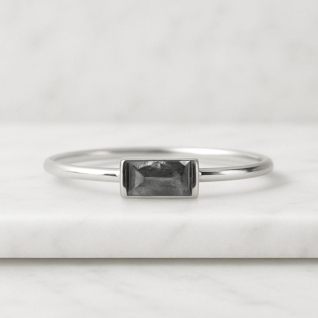 White Gold Wedding Ring Black Salt and Pepper