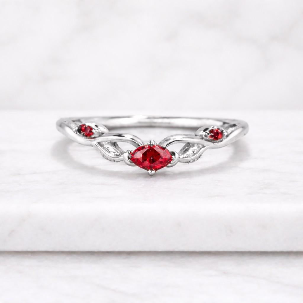women nature inspired leaf vine wedding band