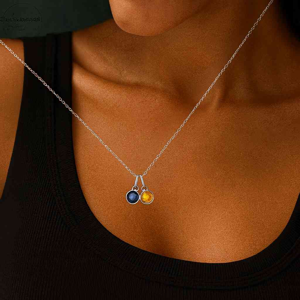 Yellow Crystal Pendant Necklace Diamond Cut Crystal Pendant Daily and Workplace Jewelry Teardrop Sapphire with Halo Diamonds, September Birthstone Jewelry
