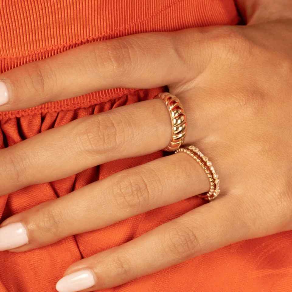 Yellow Gold Beaded Band