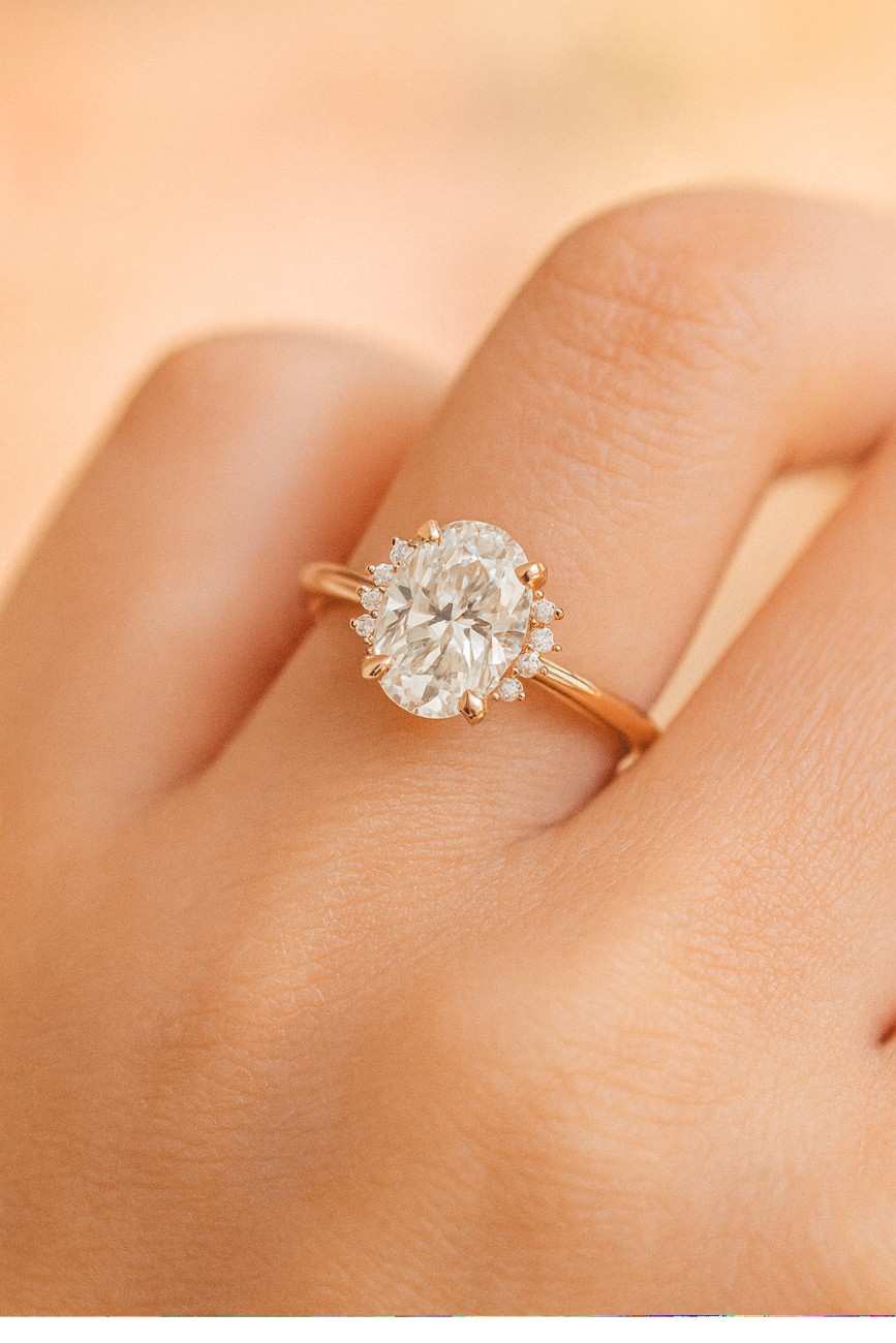 yellow gold halo pave set wedding anniversary ring for women vintage ring gift for her