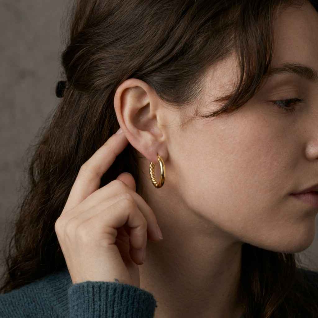 matte 18k gold chunky hoop earrings: 925 sterling silver, minimalist jewelry thick hoop earrings: 750 certified real gold