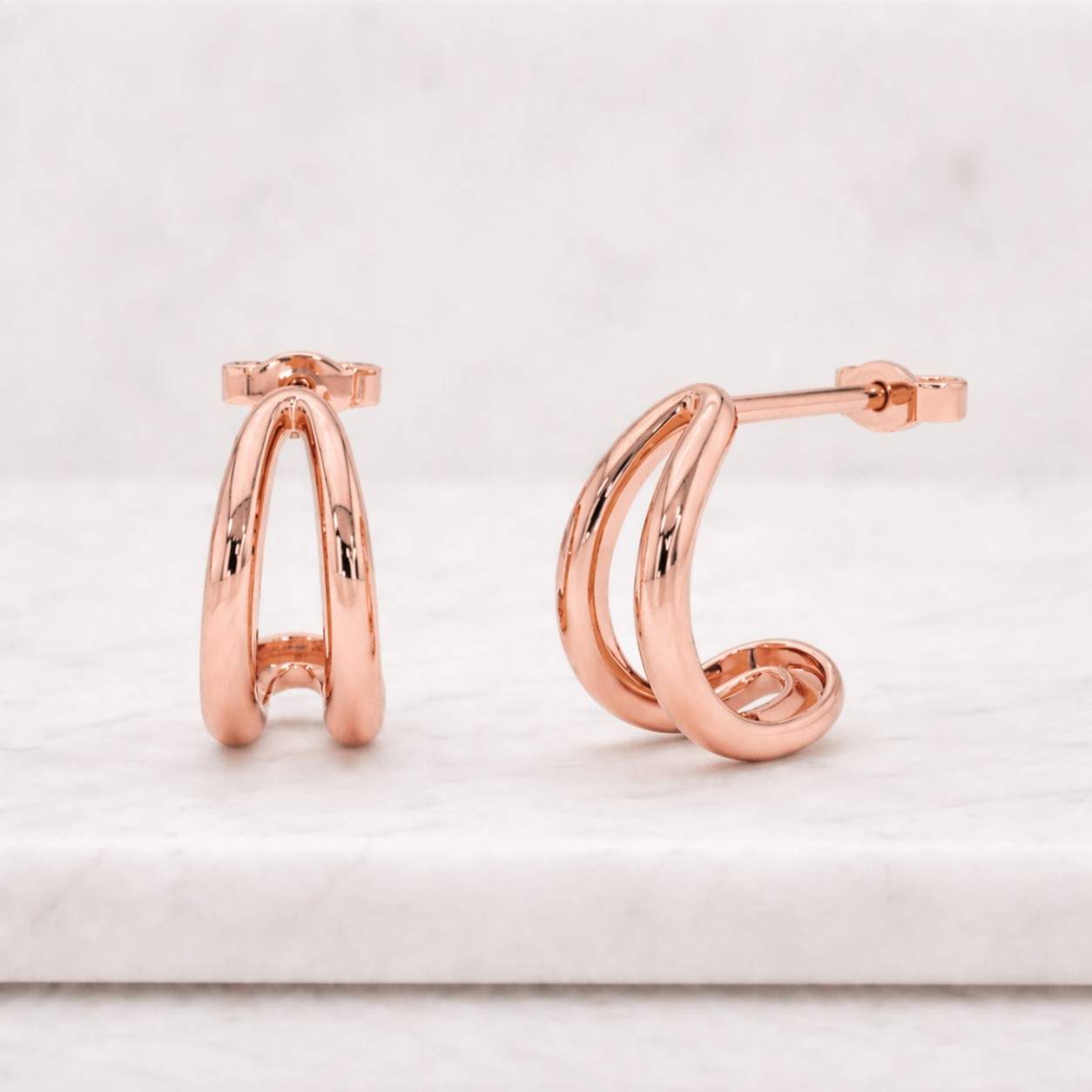 double gold hoop earrings | pavé diamond huggie hoops | minimalist dainty layered earrings | small gold hoops for her | jewelry gift idea