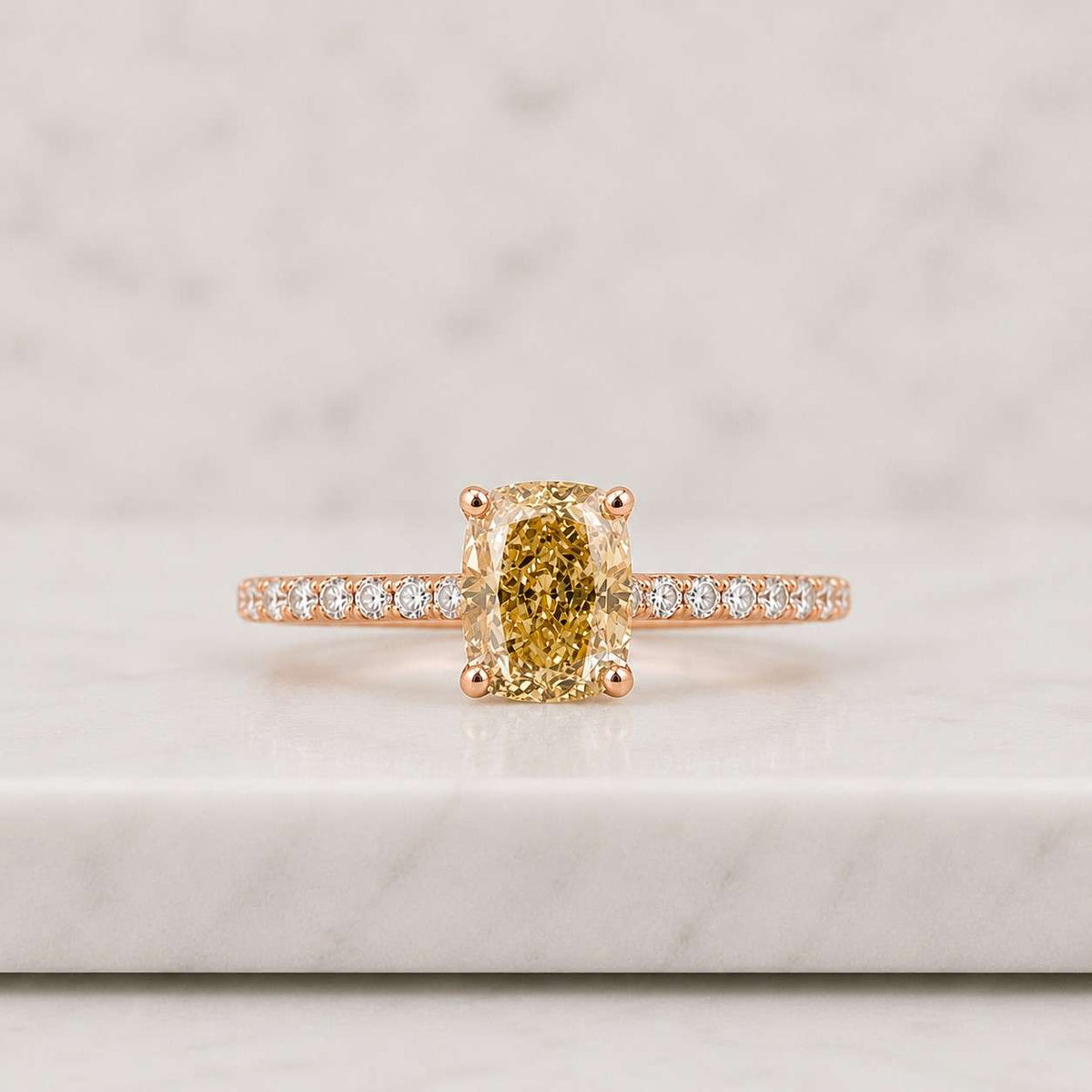 3 carat elongated cushion cut diamond ring, moissanite hidden halo ring, pave diamond ring gift for her, 14k gold engagement ring for women