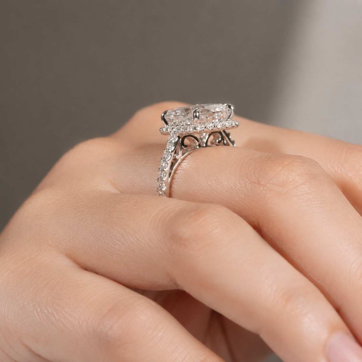radiant cut lab-grown diamond engagement ring β three-sided pavΓ© band, 14k gold (igi certified)