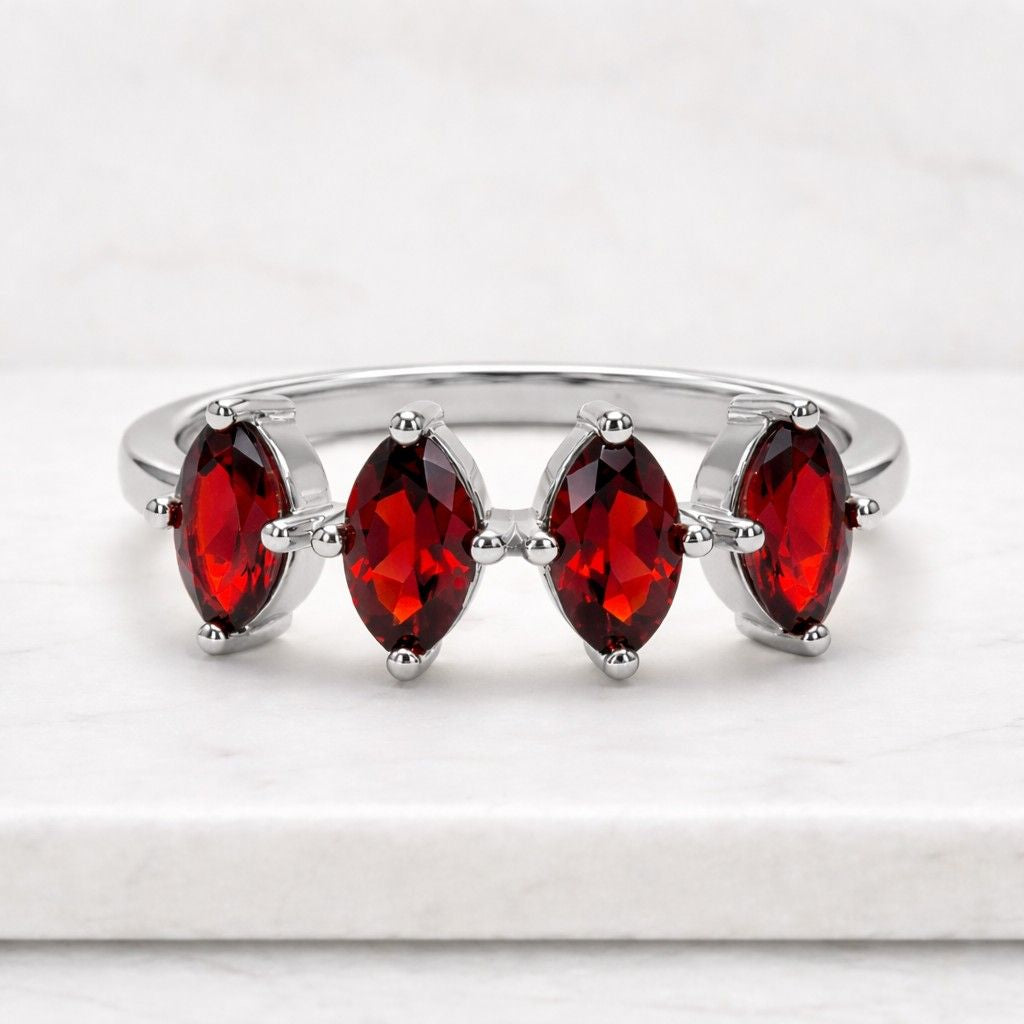 marquise cut garnet ring Β· 14k gold garnet ring Β· big garnet ring Β· january birthstone ring Β· red gemstone ring for women