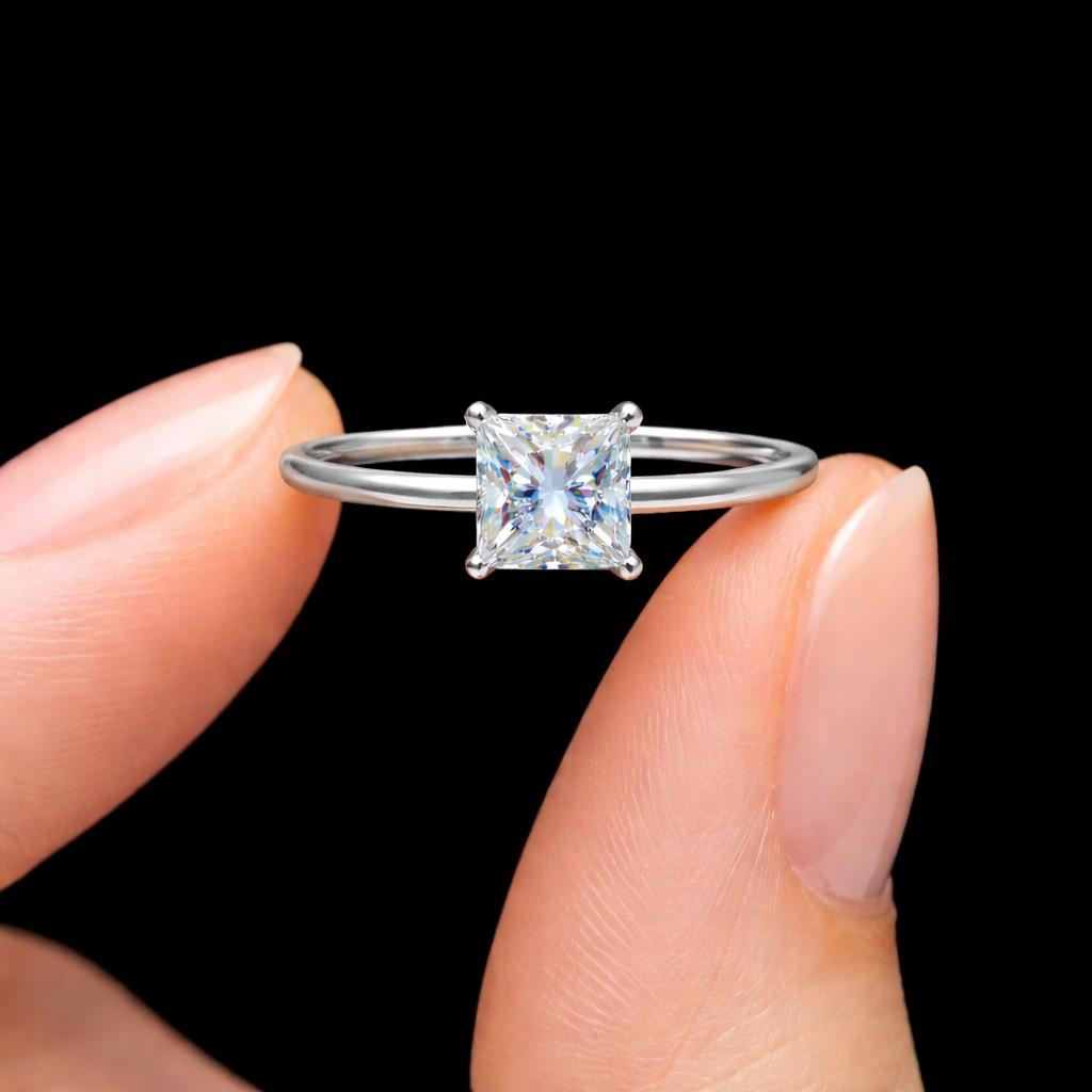 princess cut lab diamond ring 14k gold square stone solitaire engagement ring bridal jewelry