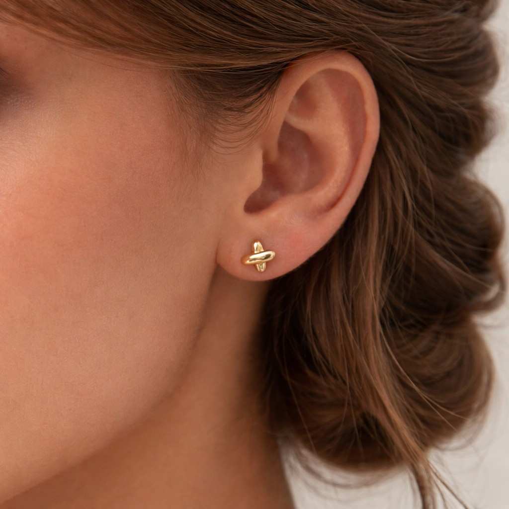 gold knot stud earrings in 14k solid gold, petite love knot earrings, minimalist everyday jewelry