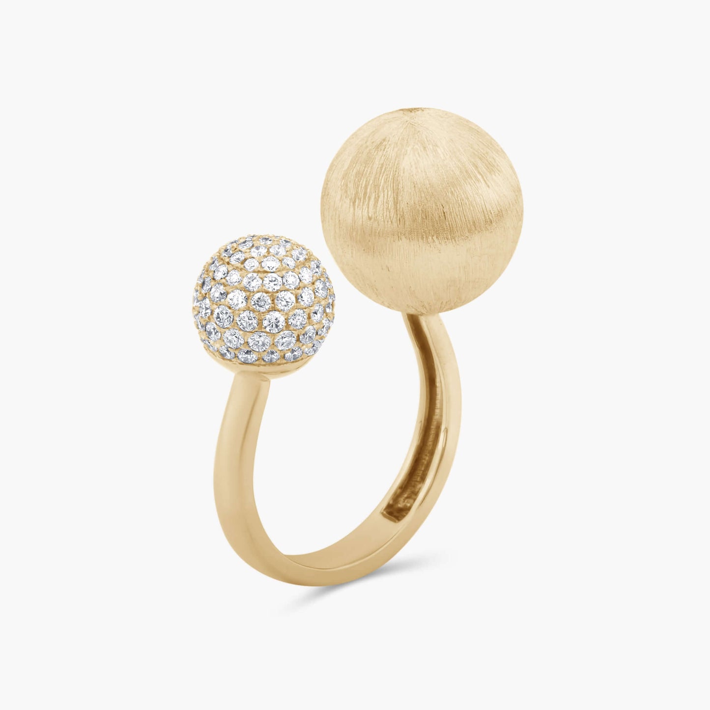 open rings set for women with two balls - Double ball cuff rings in gold