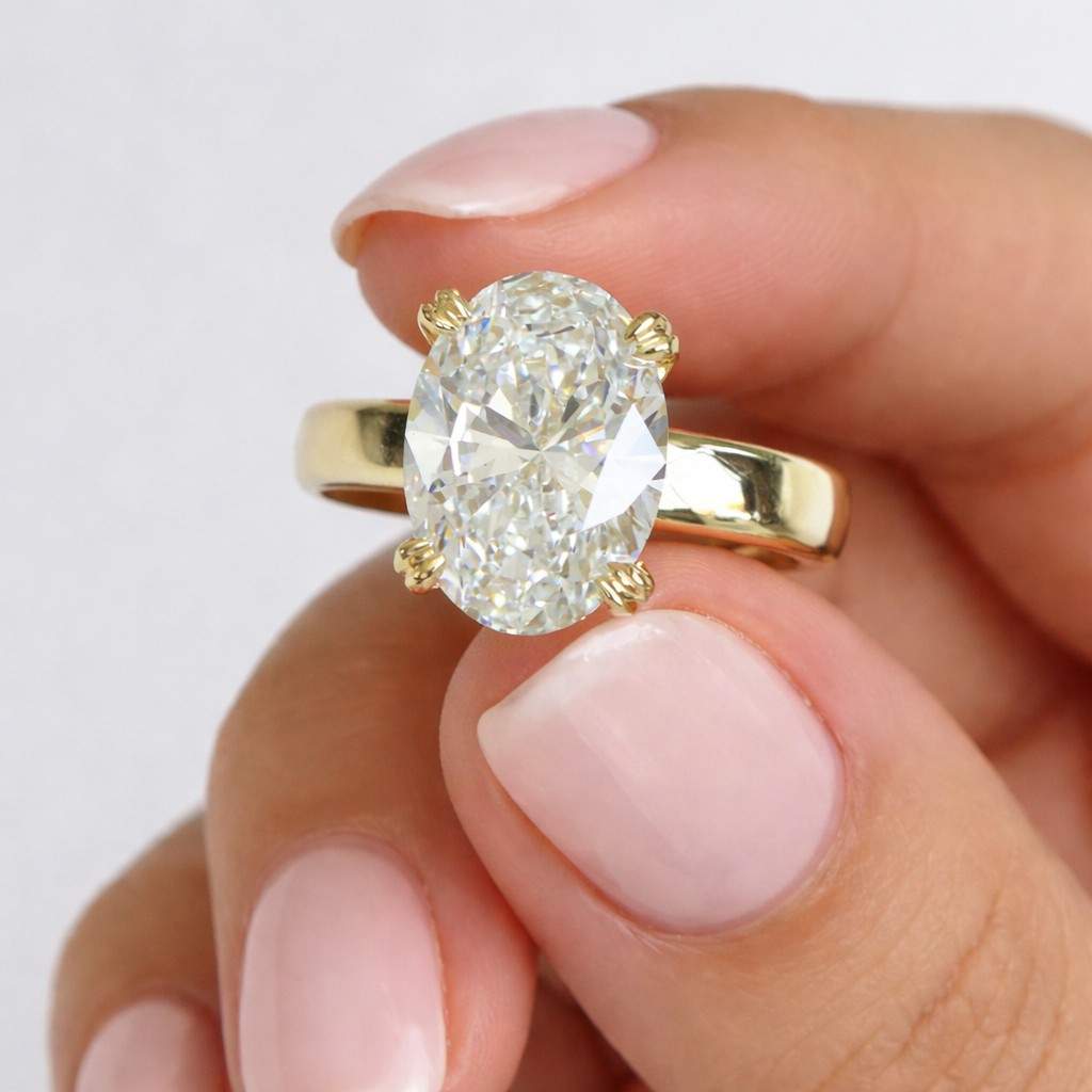 14k solid gold oval cut lab diamond engagement ring / igi certified f vs1 diamond solitaire ring / unique wedding band / gift for fiancee