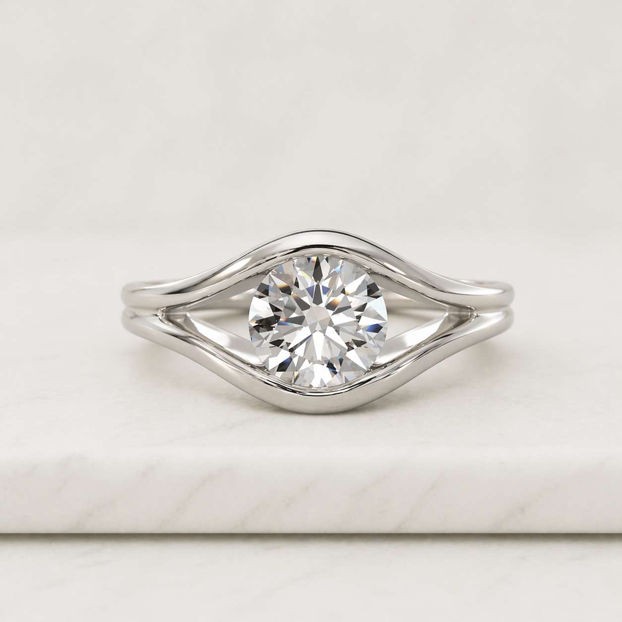 round cut moissanite engagement ring open wrap ring gold solitaire ring modern minimalist bridal ring unique gift for her