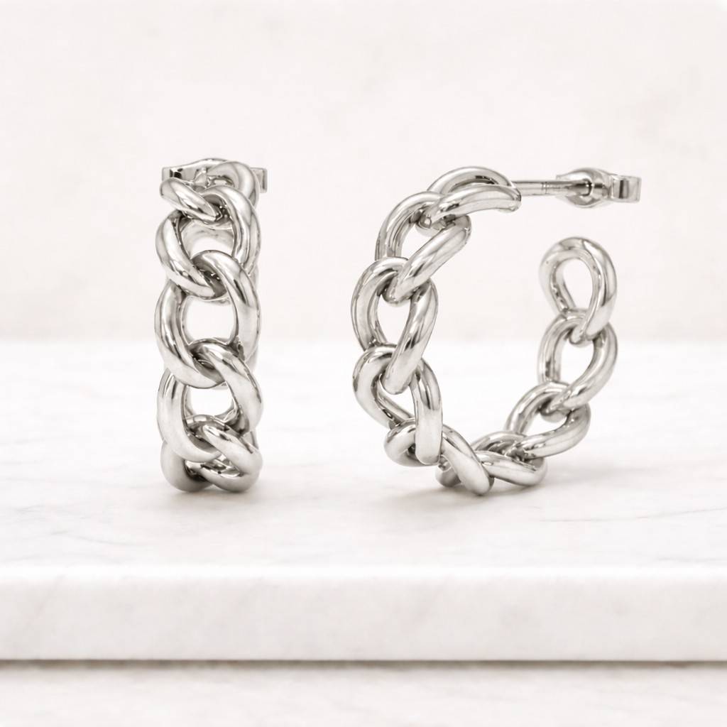14k gold curb link hoops, cuban chain hoop earrings, gold link hoops, chunky chain hoops, dainty gold hoops, small curb link hoops