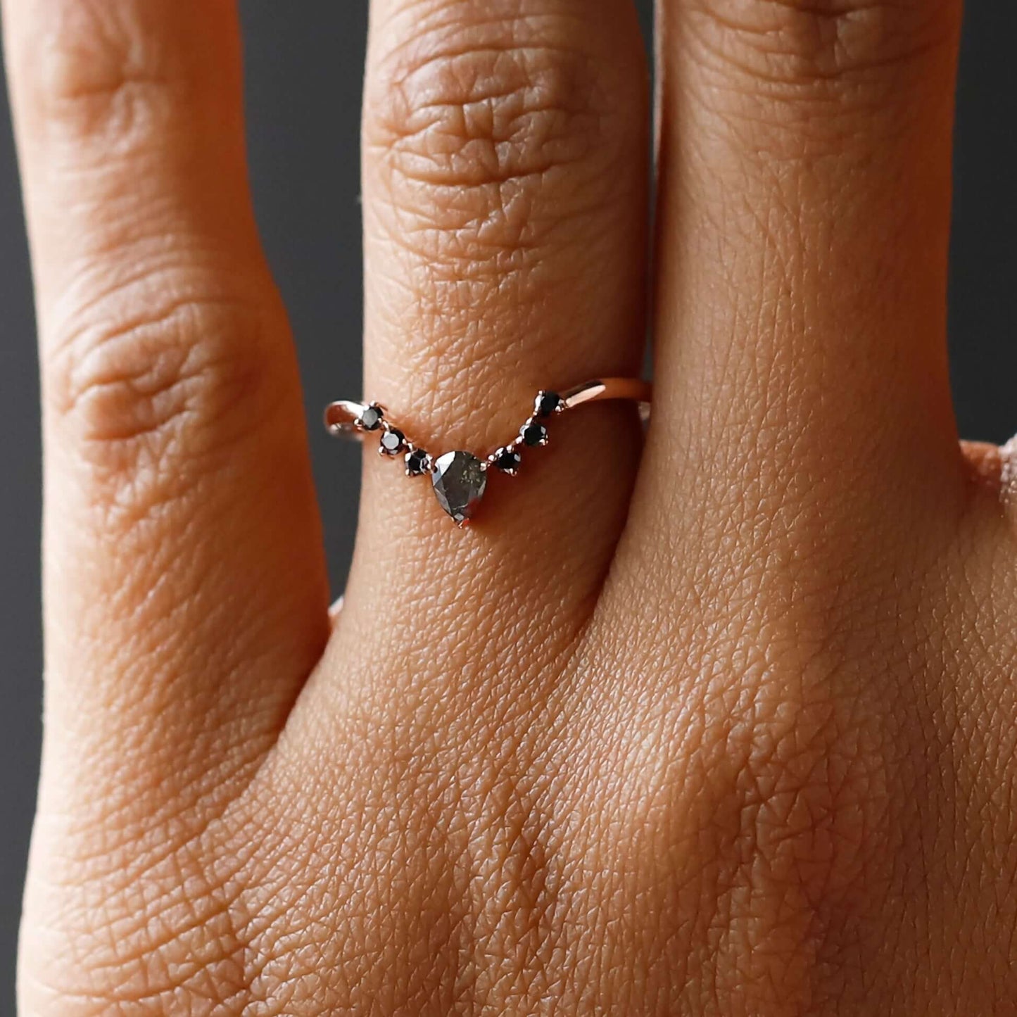 vintage pear shaped Bridal stacking matching band