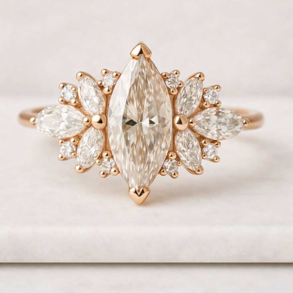 marquise cluster ring