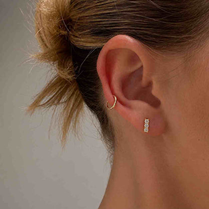 0.14 CTW Round Brilliant Cut Lab Grown Diamond Stud Earrings Three Stone Cluster Studs 14K 18K Gold & Platinum 950 Push Back Gift For Her
