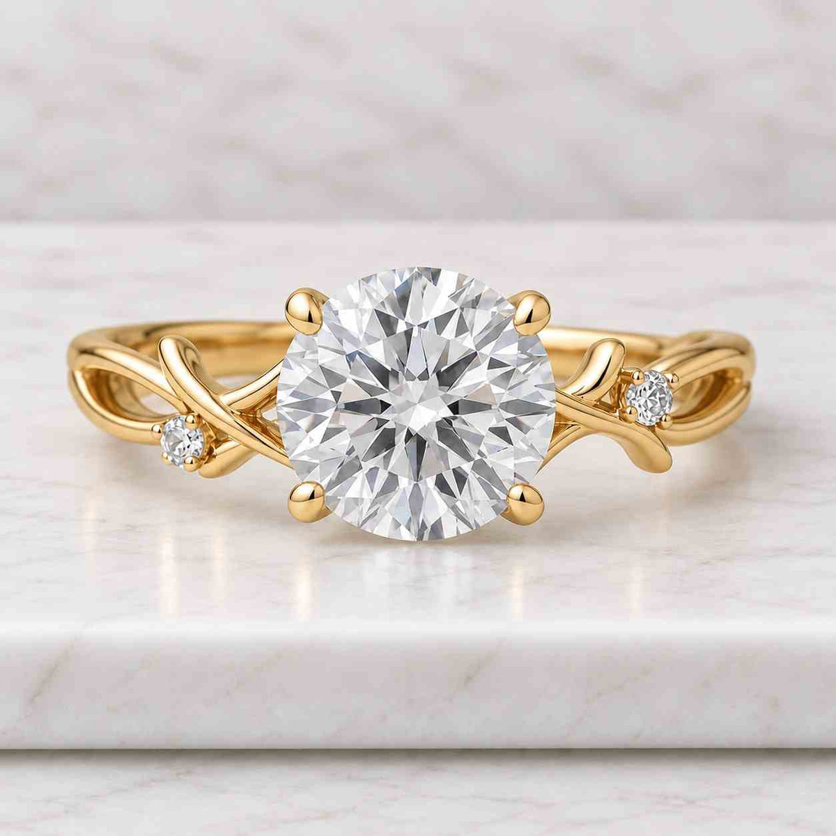 0.25ct e, vvs2 dainty round lab grown diamond promise ring, nature inspired ring, diamond engagement ring for women, perfect gift for her
