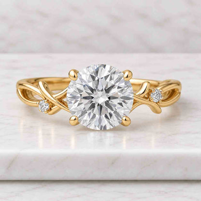 0.25ct E, VVS2 Dainty Round Lab Grown Diamond Promise Ring, Nature inspired Ring, Diamond Engagement Ring for Women, Perfect gift for her