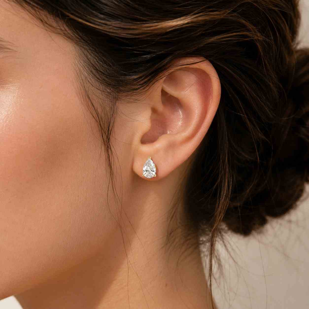 0.30 Ct Pear Cut Lab Grown Diamond Stud Earrings, Pear Stone Studs, 18K Gold Vermeil Teardrop Solitaire Earrings, Daughter Birthday Gift

