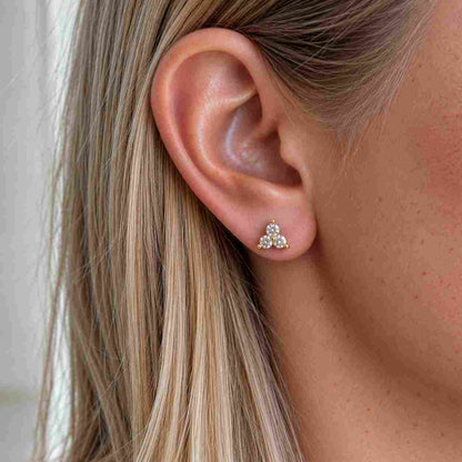 0.33 + 0.33 CTW Double Halo Cluster Studs Fine Jewelry, 10k Solid Rose Gold Round Lab Grown Diamond Halo Earrings, Wedding Bridal Jewelry
