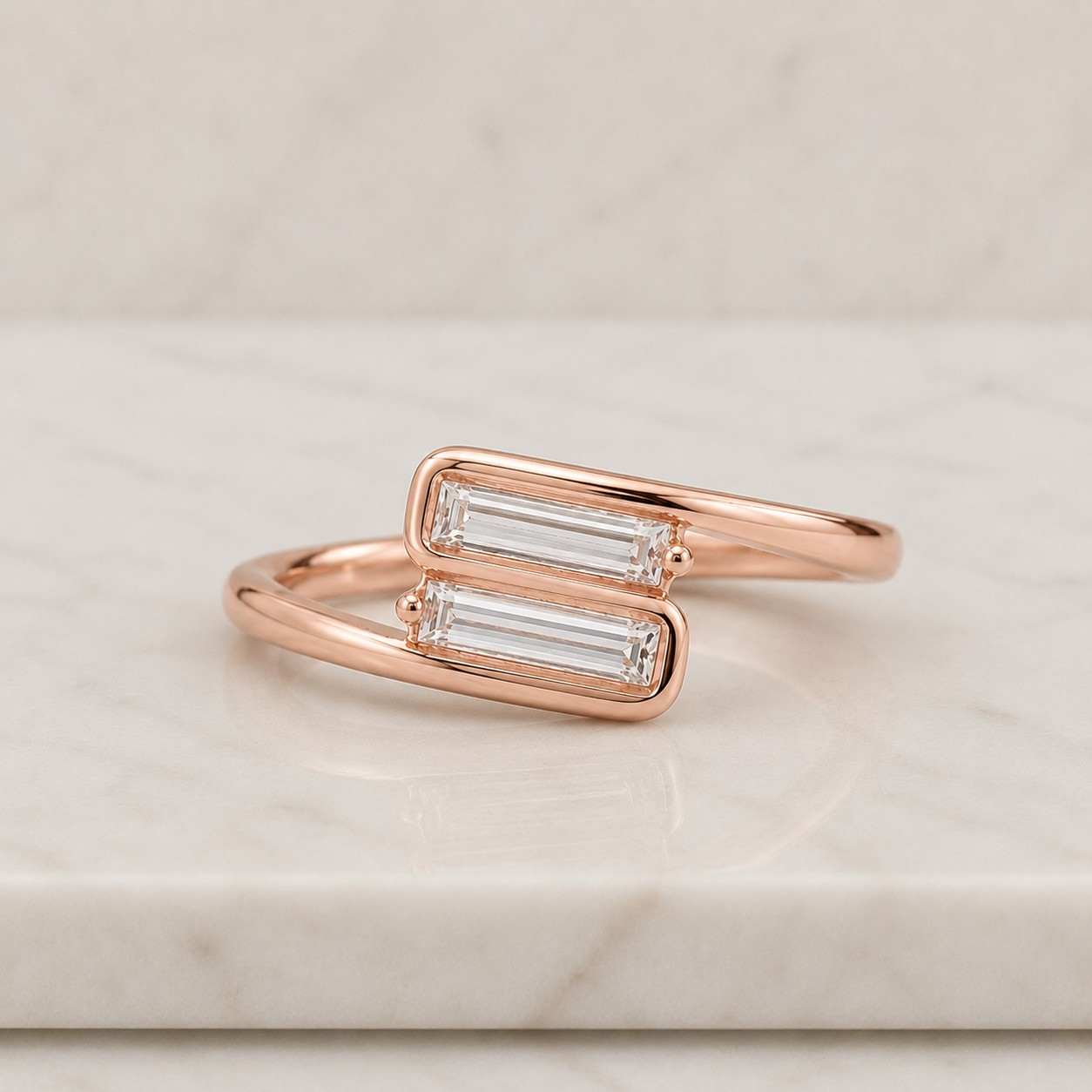 0.35ct needle baguette diamond ring | lab grown/moissanite ring | 14k yellow gold
