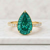 Vivid Green Pear Cut Lab Grown Diamond Engagement Ring With Pave Set