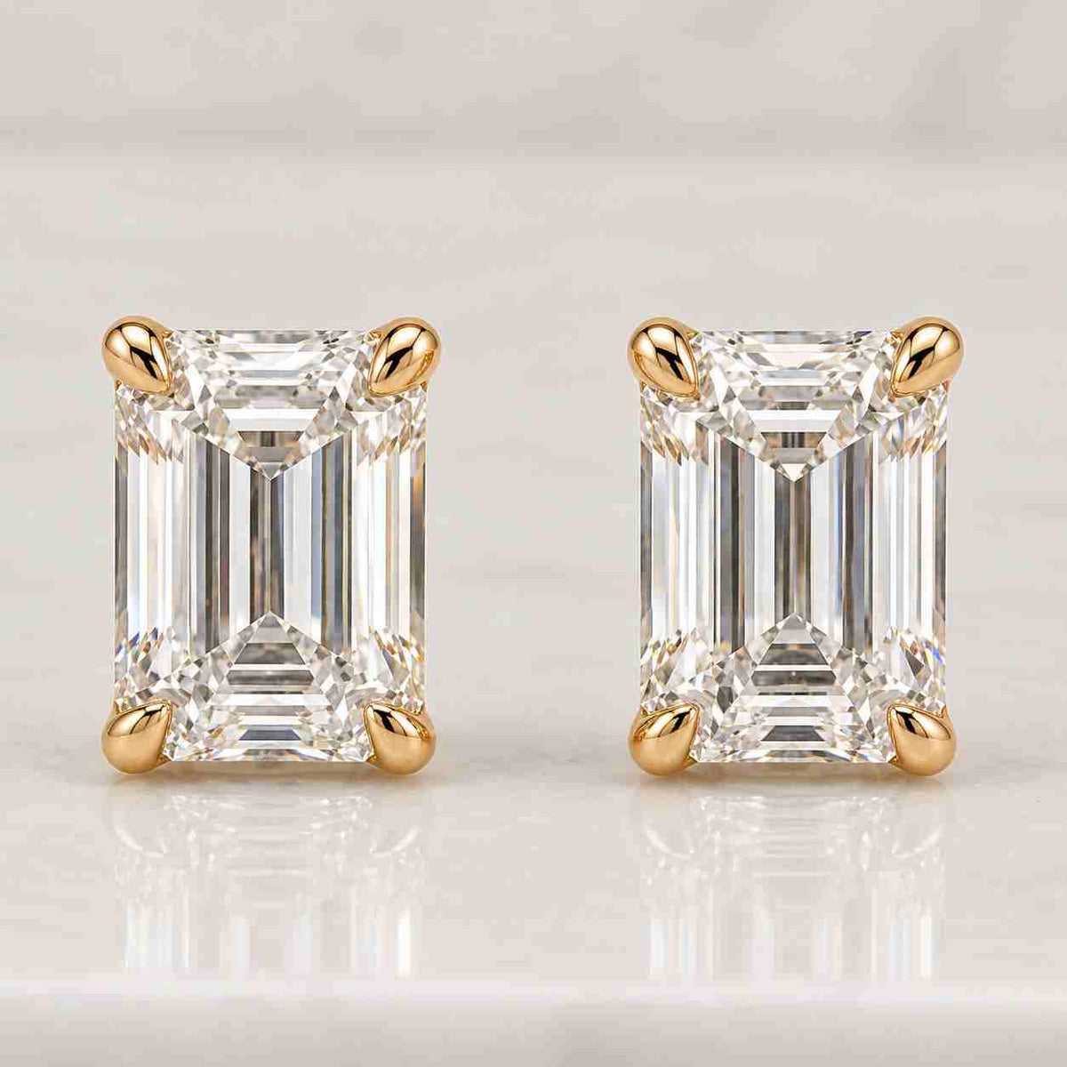 0.5-5 TCW Emerald Cut Lab Grown Diamond Stud Earrings, IGI Certified Solitaire Studs, Solid Gold Screw Back, Handmade New York, Gift for Her

