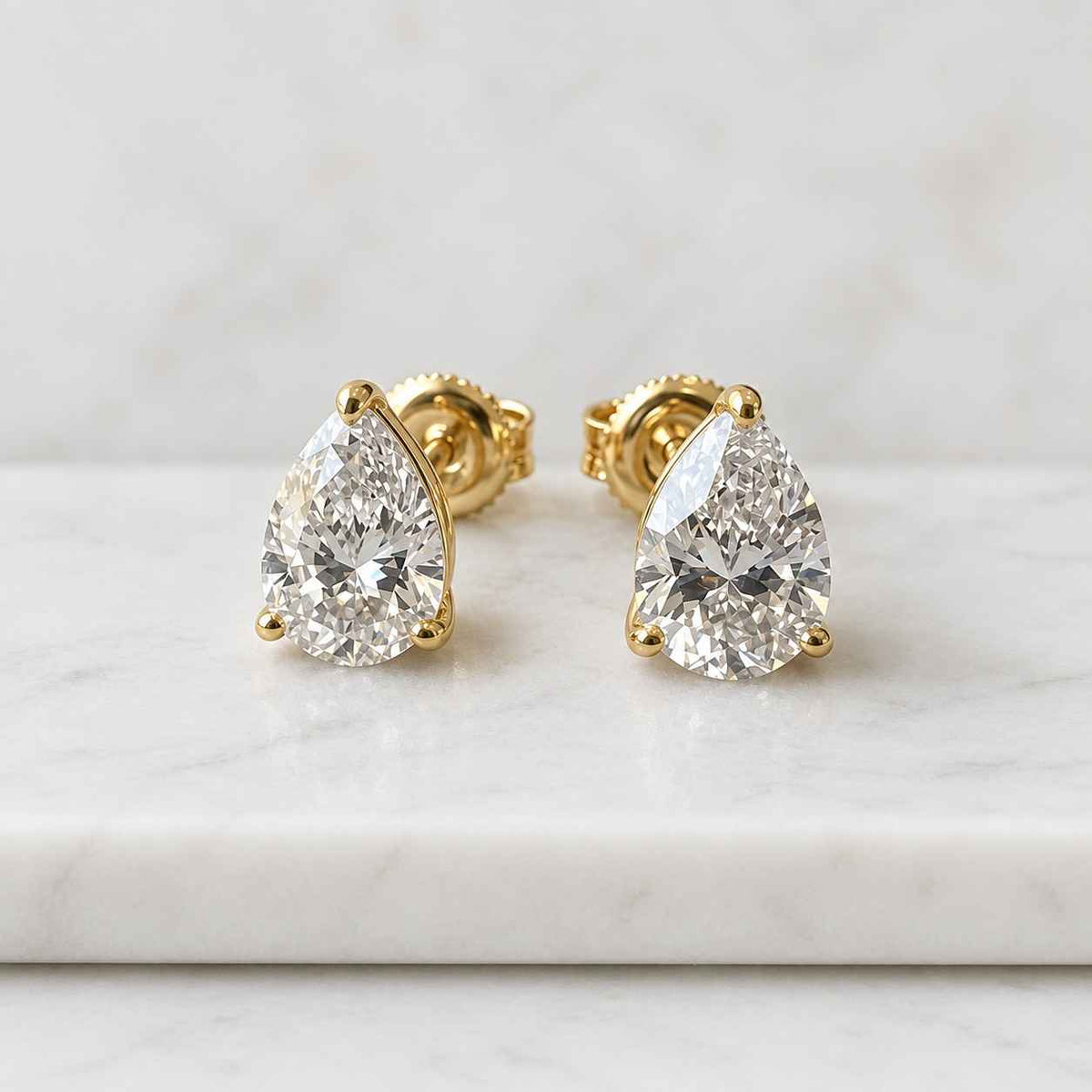 0.50 - 6 carat total weight pear diamond earring studs 14k solid gold lab grown e vs1 diamond stud passes diamond tester. perfect gift
