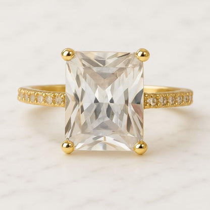 0.50 To 5.00 CT Radiant Cut Diamond Solitaire Ring Lab Grown Diamond Halo Engagement Ring Prong Set Diamond Ring 14K Solid Gold Ring