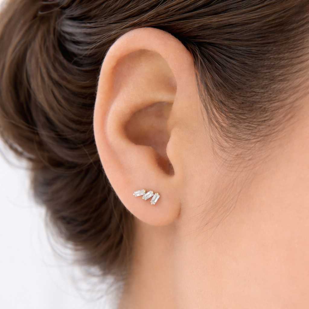 7.50 tcw heart, emerald & oval cut moissanite diamond wedding earrings, 14k white gold daily wear earrings with screw back for bride