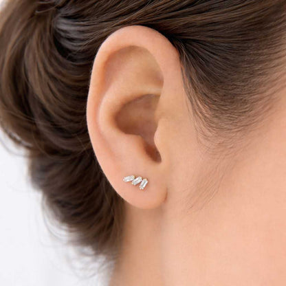7.50 TCW Heart, Emerald & Oval Cut Moissanite Diamond Wedding Earrings, 14K White Gold Daily Wear Earrings With Screw Back For Bride