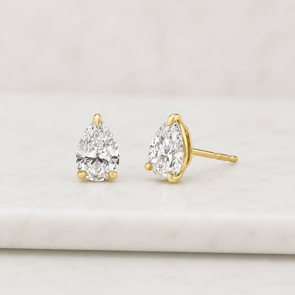 0.50–4.00ctw Pear Cut Lab Grown Diamond Stud Earrings | IGI Certified | 14K Gold
