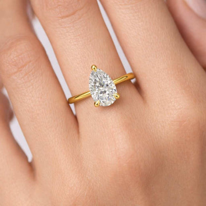 Pear Diamond Engagement Ring Pear Solitaire Proposal Ring Real Lab Grown Diamond Ring Simple Ring for Girlfriend Birthday Anniversary Gifts