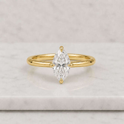 Marquise Cut Moissanite Engagement Ring Solitaire Marquise Lab Grown Diamond Ring 14K Solid Gold Ring Classic Gift For Her Anniversary Ring
