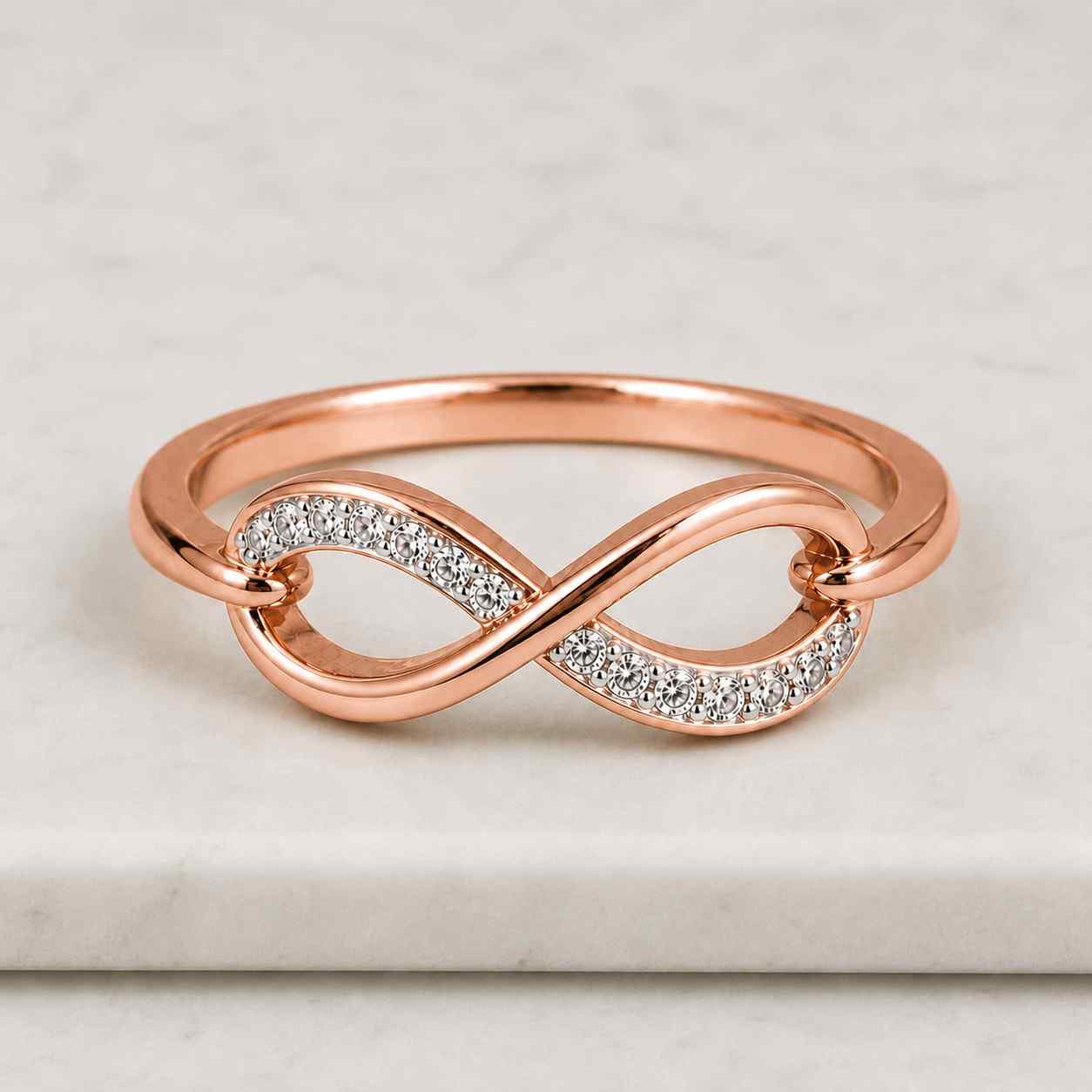14K White Gold Diamond Infinity Promise Ring Wedding Engagement Band Bridal Jewelry Gift
