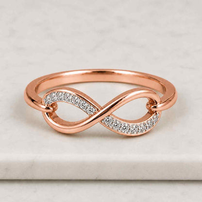 14K White Gold Diamond Infinity Promise Ring Wedding Engagement Band Bridal Jewelry Gift
