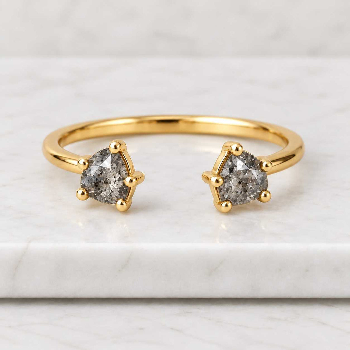 0.70 ct trillion cut lab grown diamond pinky ring  wave band engagement ring  minimal gold promise ring  gift for her