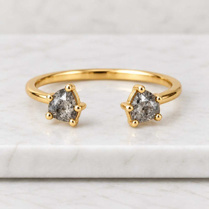 0.70 CT Trillion Cut Lab Grown Diamond Pinky Ring  Wave Band Engagement Ring  Minimal Gold Promise Ring  Gift for Her