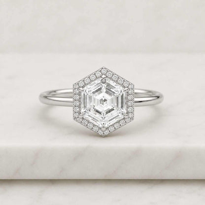 0.75CT Hexagon Diamond Engagement Ring