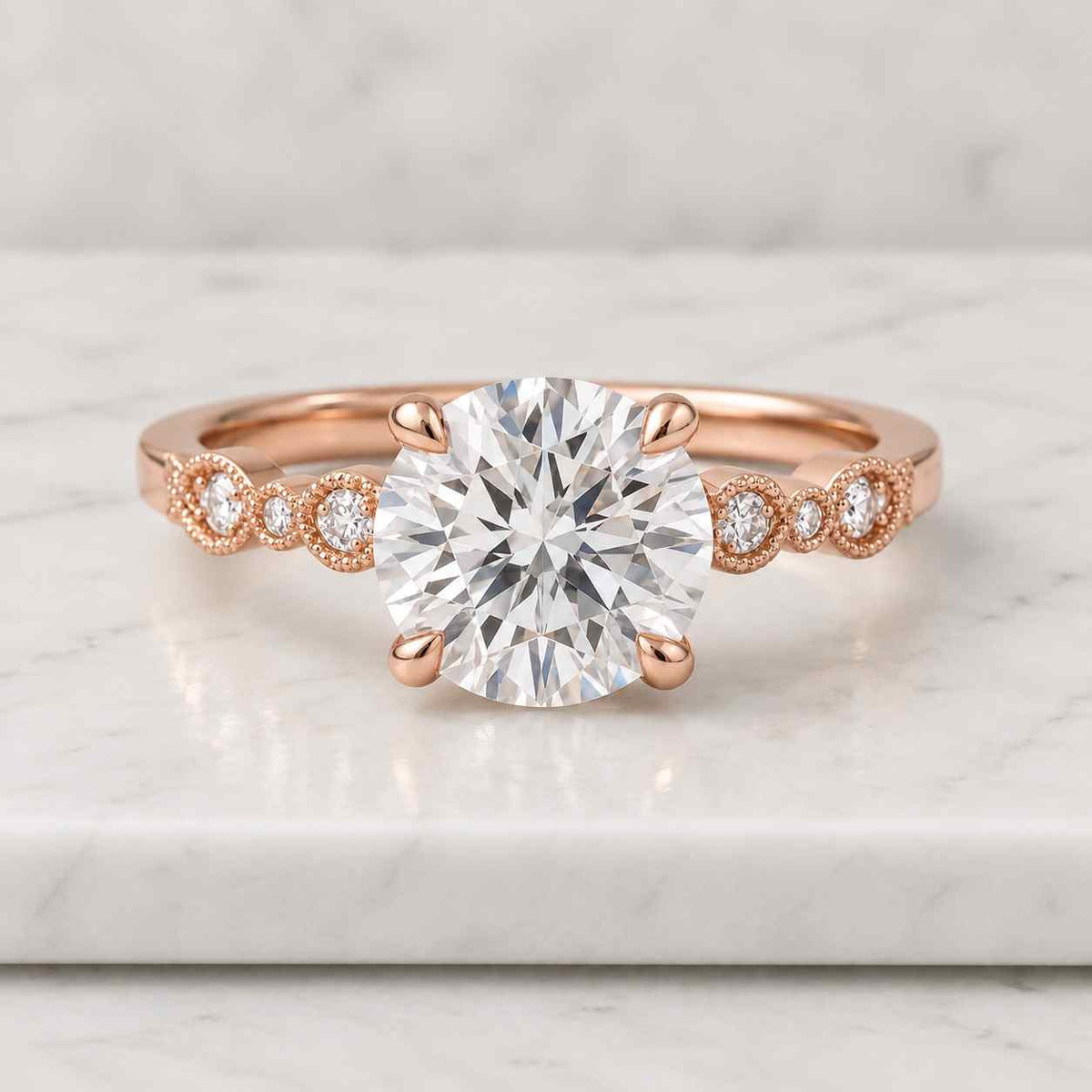 1-5ct round hidden halo cathedral solitaire engagement ring, 18k yellow gold, igi certified, d-f color vvs-vs1, handmade new york
